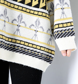 Women Pullover Print Stretch Sweater