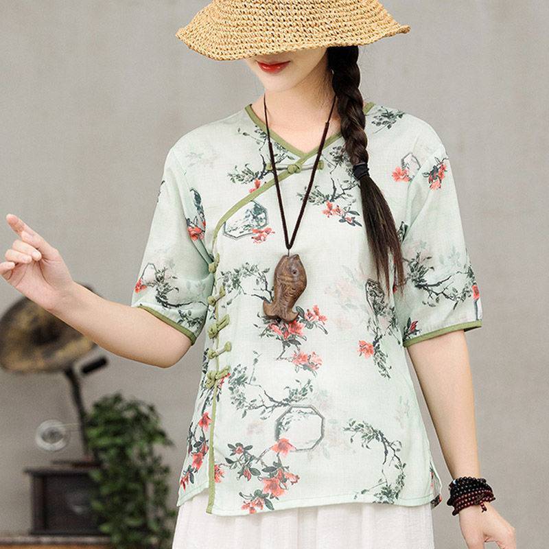 Retro Slouchy Plate Button Irregular T-Shirt