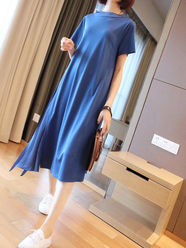 Casual Solid Cropped Comfortable Long Dress