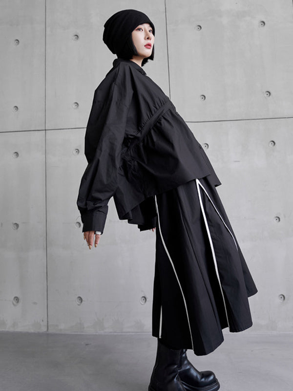 Loose Irregular Solid Color Long Sleeve Shirt