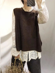 Pullover Solid Knitting Vest