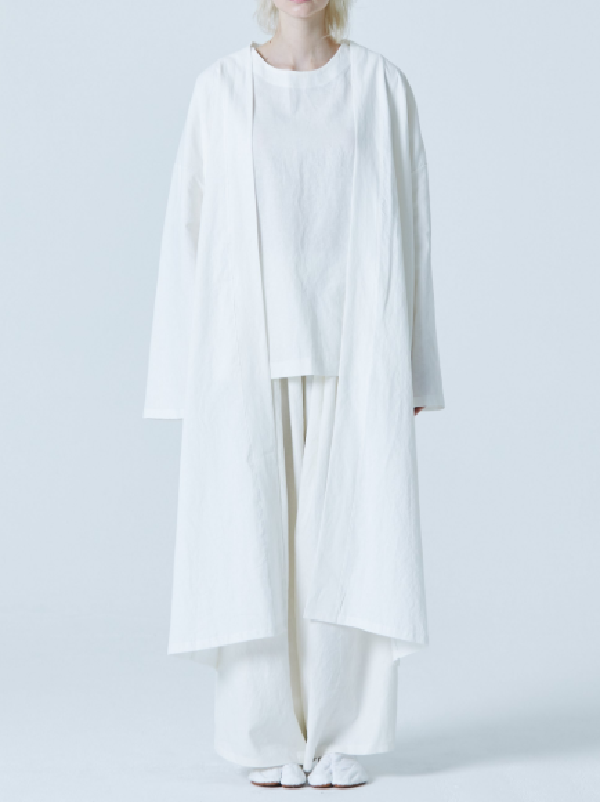 Simple White Split-joint Long Outwear