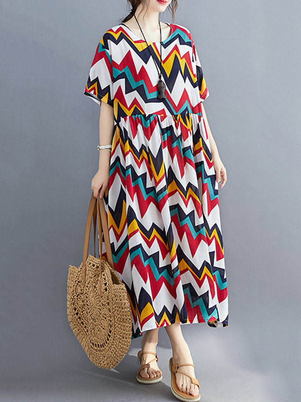 Original Printed Round-Neck Dress