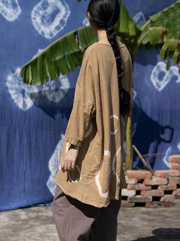 Loose Tie-Dyed Long-Sleeve Round Neck T-Shirt