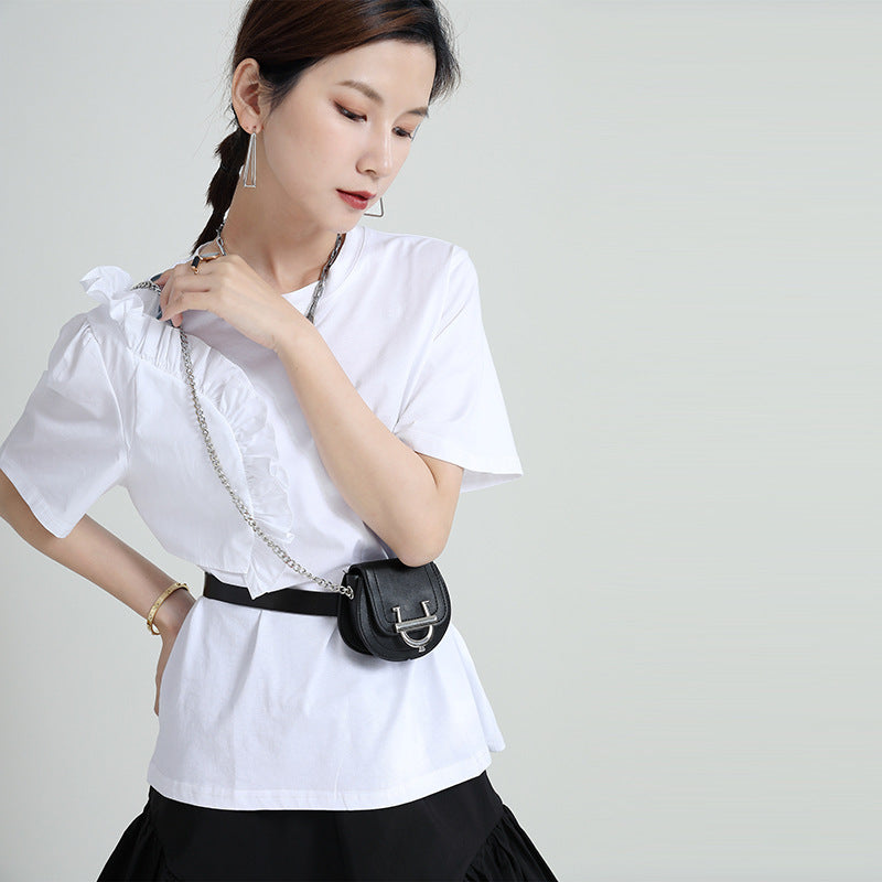 Solid Color Loose Round Neck Short Sleeve T-Shirt