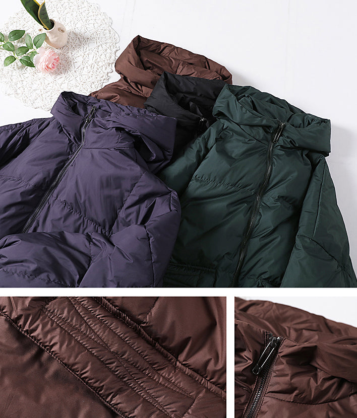 Loose Solid Color Long Sleeve Hooded Coat