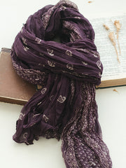 Literary All-Match Shawl Pleated Print Scarf