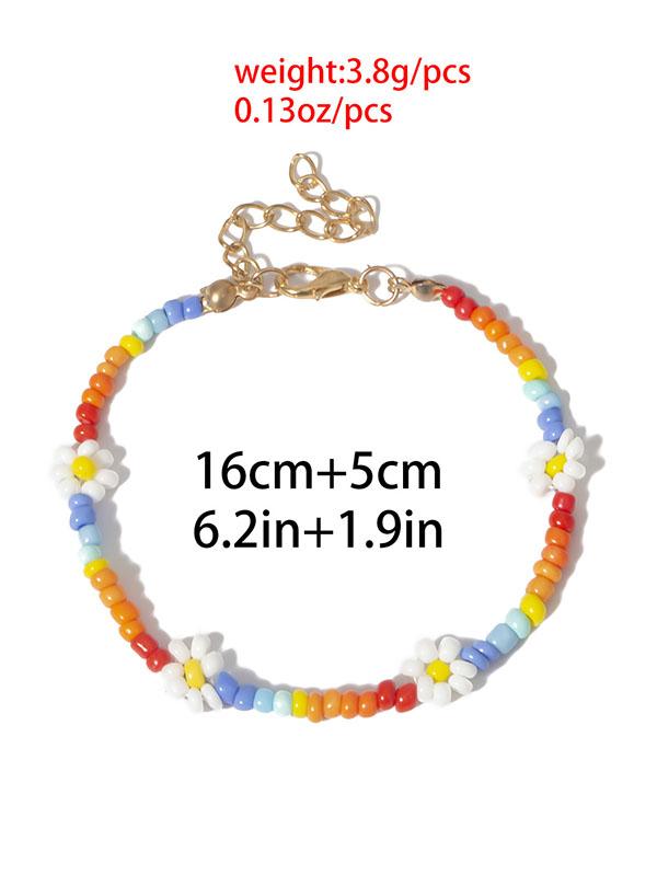 Boho Chic Rainbow Flower Beaded Bracelet