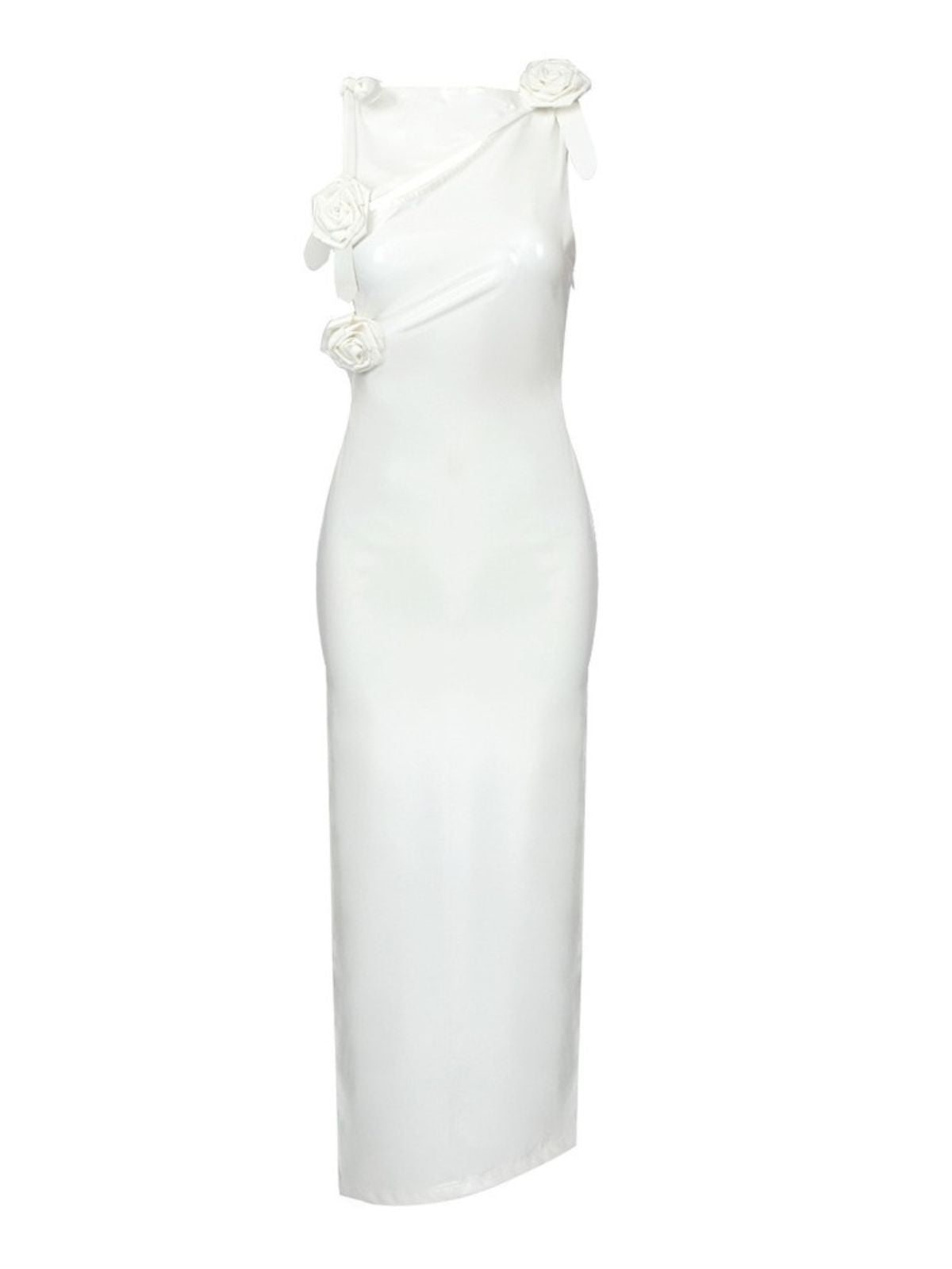 Hecate Cutout Latex Split Maxi Dress In White