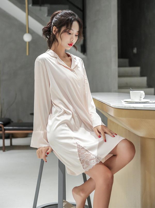 Lace Splicing Loose Comfortable Shirt Pajamas