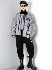 Loose Solid Color Zipper Cotton Outwear