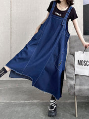 Roomy Sleeveless Asymmetric Split-Joint Midi Dresses