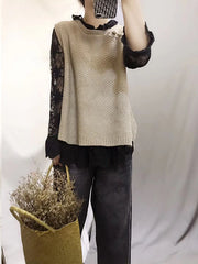 Pullover Solid Knitting Vest