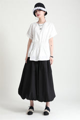 Solid Color Round Neck Stitching Casual Shirt