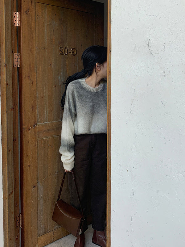 A Casual Crew-Neck Gradient Sweater