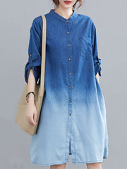 Original Lapel Gradient Denim Dress