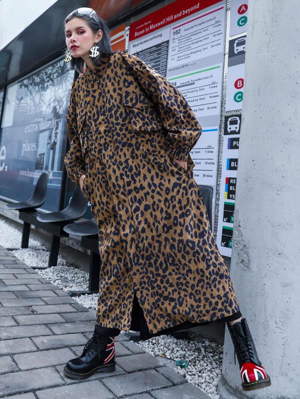 Casual Leopard Print Long Outwear