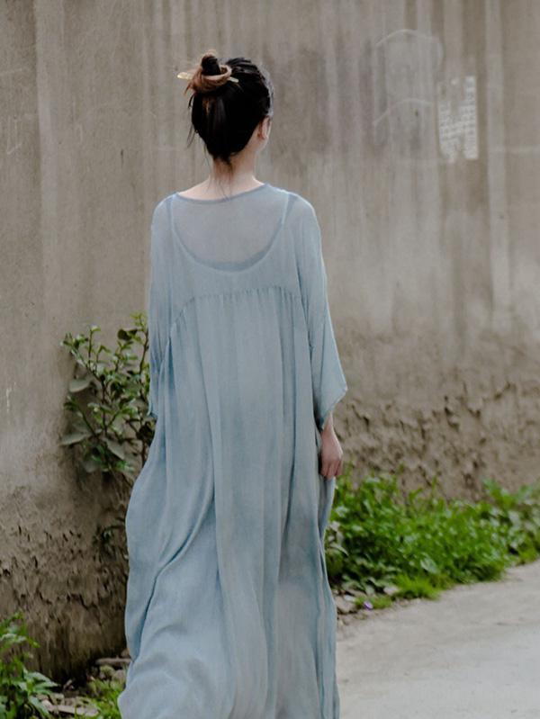 Soft  Mulberry Fuschia  Pure Color Long Dress