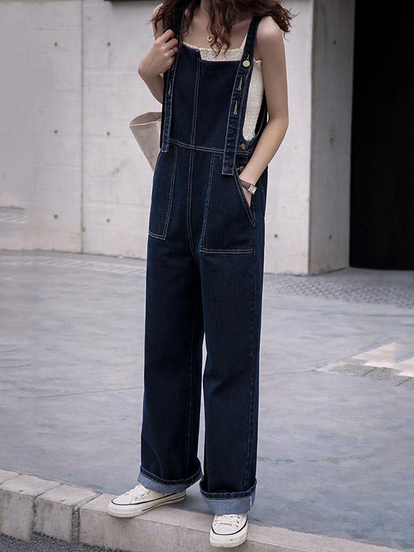 Vintage Empire Column Denim Jumpsuits