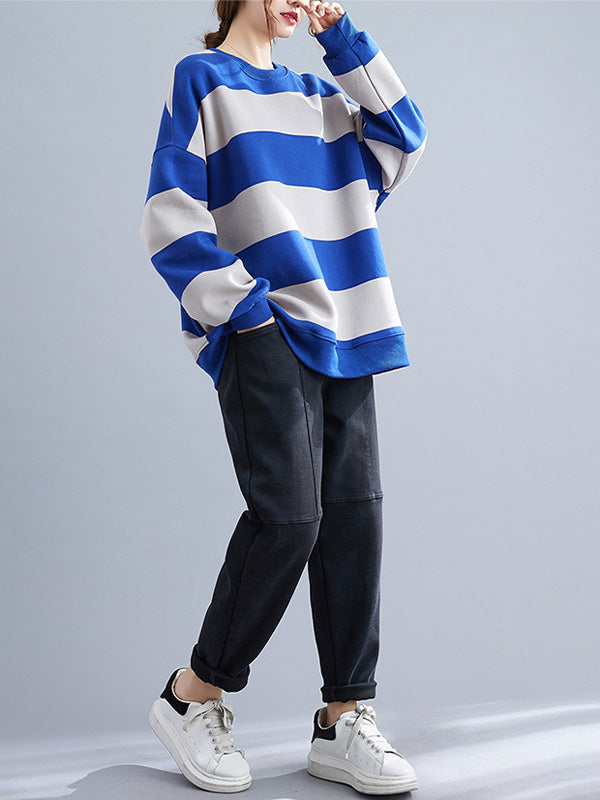 Loose Striped Thicken Sweatshirt