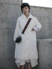 Solid Color Rhombic Long Cotton Coat