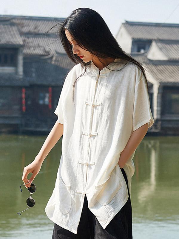 National Style Cotton Long T-shirt