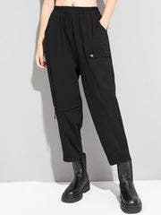 Minimalist Black Split-Joint High Waisted Casual Pants Bottom