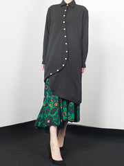 Women Solid Color Personalized Hem Asymmetric Dress