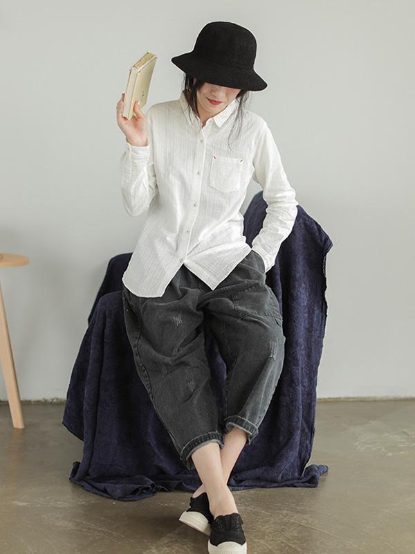 Loose Retro Patches Drawstring Ninth Harem Pants