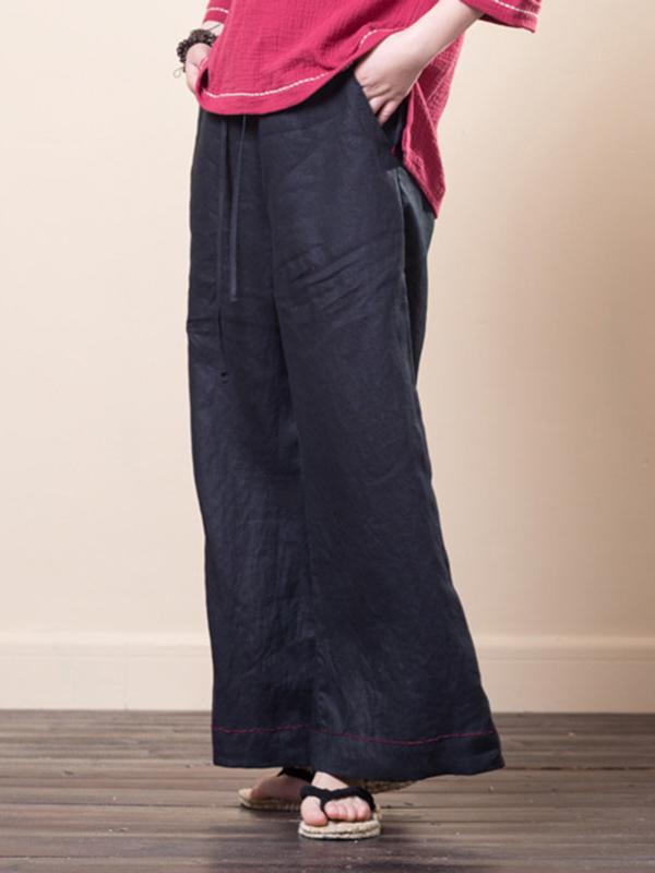 Vintage Linen Drape Wide Leg Pants