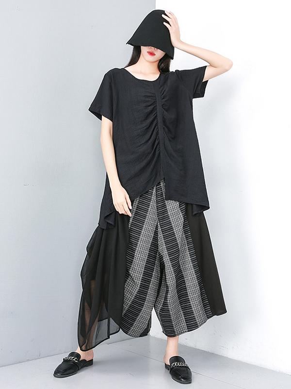 Loose Split-joint Chiffon Wide-leg Pants