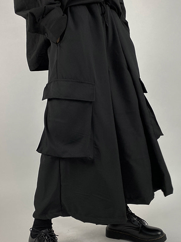 Black Loose Straight-Leg Ninth Pants