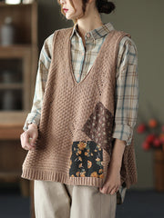 Retro Patch Knitted Vest