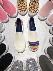 Rainbow Striped Print Casual Flat Shoes