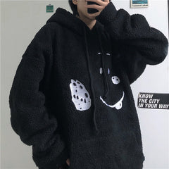 Women Cartoon Embroidery Hooded Plus Fleece Sweatshirt
