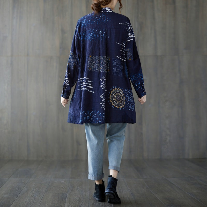 Printed Literary Mid-Length Casual Shirt