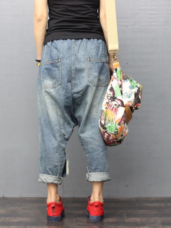 Vintage Tattered Mill White Patches Jean Pants