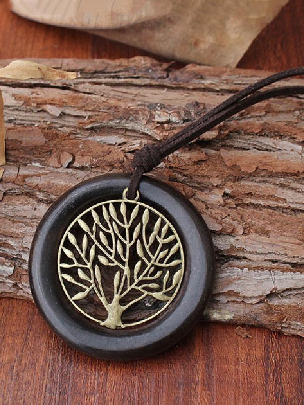 National Wood Ring Necklace