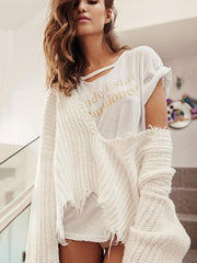 Fashion V-neck Backless Knitting Sweater Tops