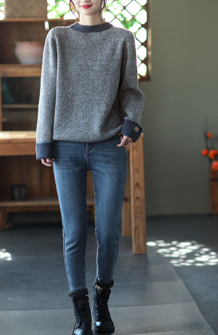 Solid Color Loose Pullover Sweater