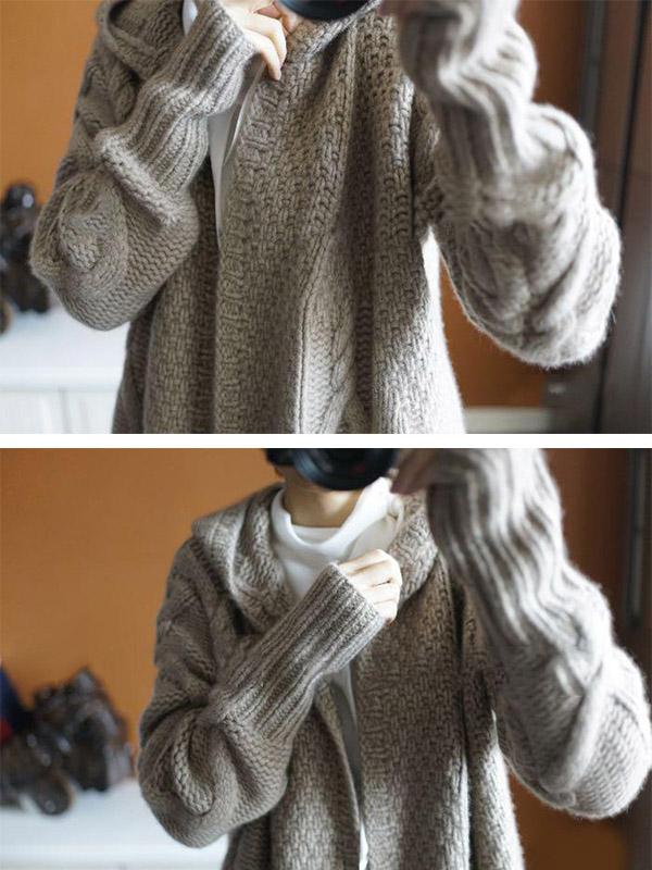 Casual Twist Wool Knitting Sweater Coat