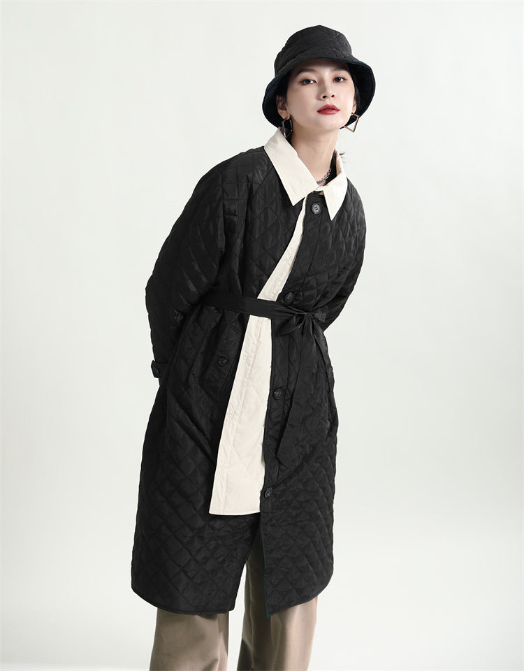 Retro Patchwork Two Wear Rhomb Cotton Coats