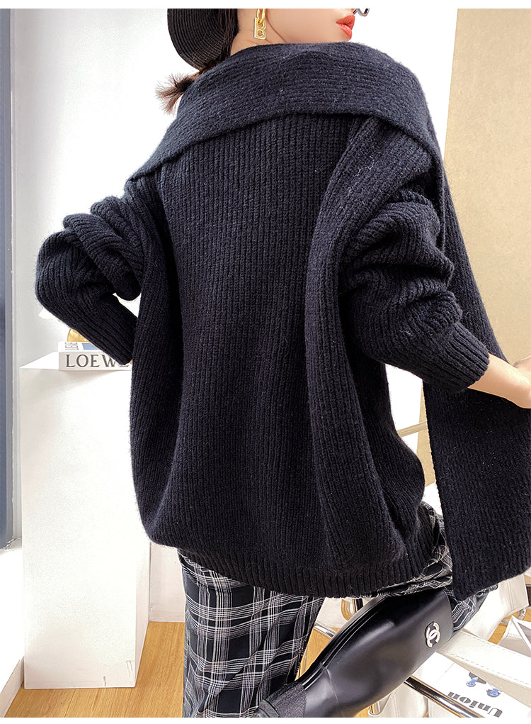 Women V-Neck Loose Pullover Casual Sweater