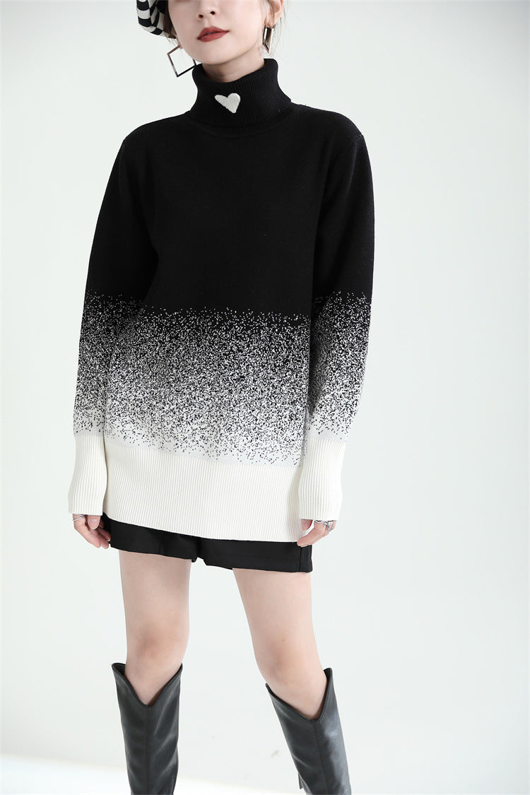 Original Design Gradient High-Neck Sweater