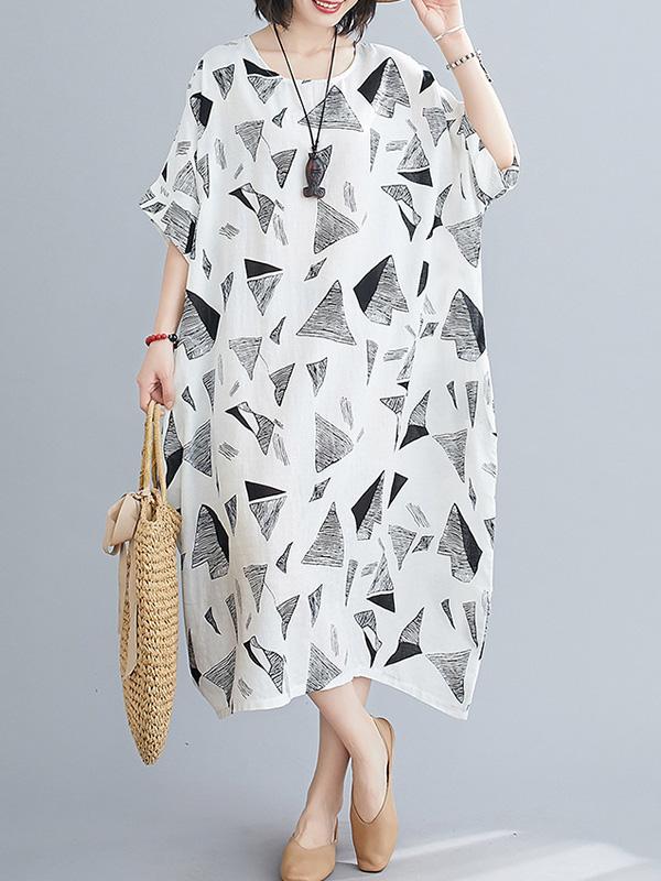 Loose Triangle Printed Midi Dress