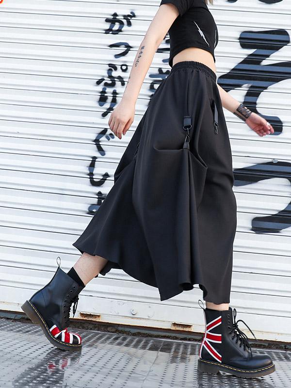 Black Loose Empire A-Line Skirt