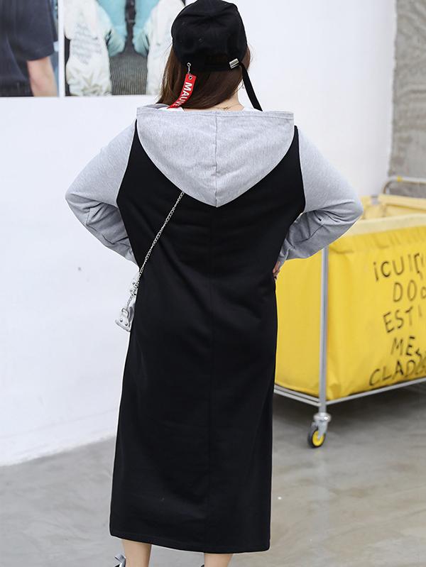 Casual Hooded Split-joint Long Dress