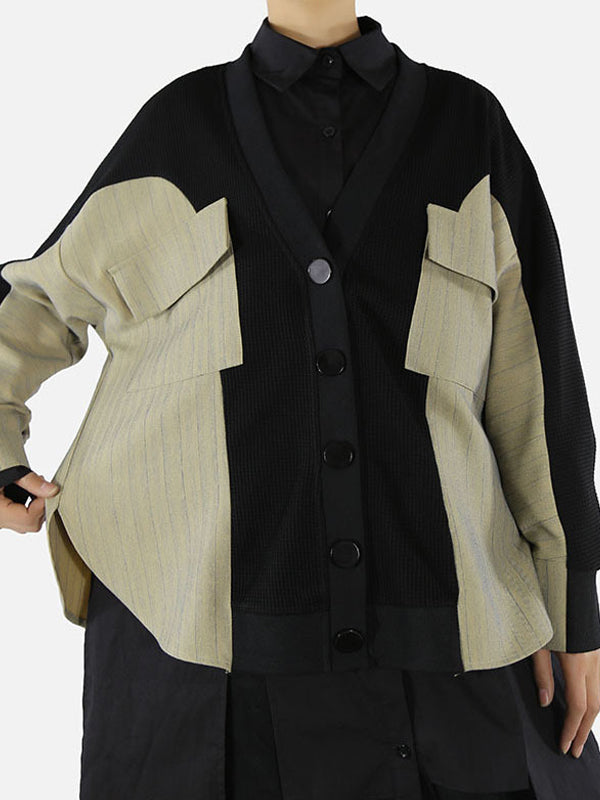 Casual Loose Shirt Patchwork Coat