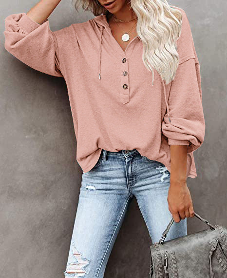 Casual Loose Solid Color Hoodie Sweatshirt