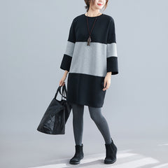 Large Size Stitching Loose Padded Sweater Dress